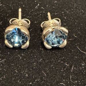 UNO de 50 Blue Crystal Stud Earrings in Silver-Plated Setting